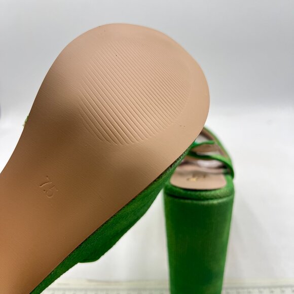 Pazzion Green Chunky High Heel Platform Sandals Open Toe Ankle Strap Buckle Shoe - Picture 6 of 8